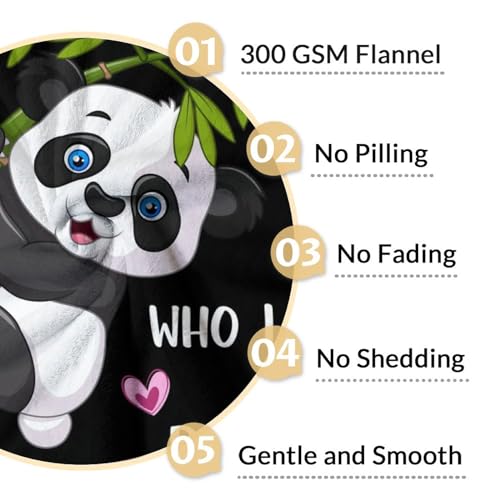 Mercuryelf Custom Panda Throw Blanket - Soft, Fuzzy & Warm - 30x40 Inches Small Blankets for Lap, Crib - Black Cute Throws Gift for Baby