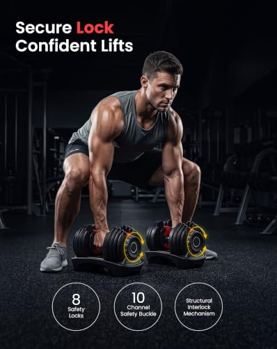 Image of Sparnod Fitness SAD-16 Adjustable Dumbbells 16kg (Set of 2), 12 Gear Quick Adjustment Digital Dial, High-Strength Steel, Nylon & Soft Rubber, 8 Safety Locks, Non-Slip Handle, Base Tray, Full-Body Strength Training