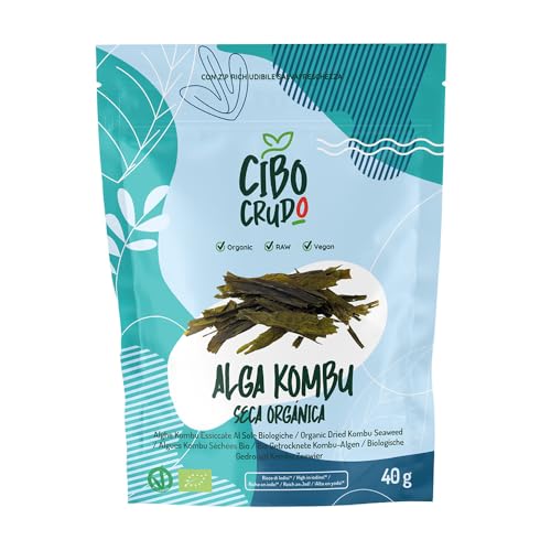 Alga Kombu Bio - 40g. Algas Premium Calidad para Sopa Dashi. Algas Deshidratadas Ecológica Secada al Sol. Rica en Fibras y Sales Minerales para Sazonar Platos.
