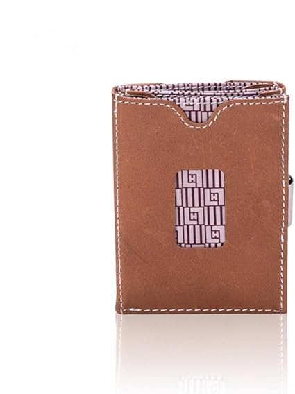 Image of LLH Leather Trifold Wallet - RFID Blocking with Stainless Steel Locking Clip Wallet, Minimalist Front Pocket RFID Blocking Credit Card Holder (Brown)