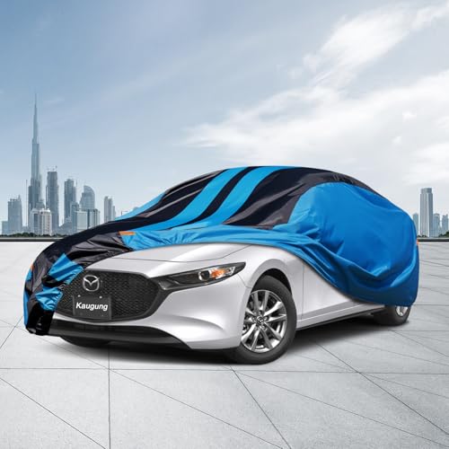 Image of Kaugung Car Cover Waterproof Custom Fit Mazda 3(2003-2025), Full Exterior Cover for Automobiles Lightweight Resistant Outdoor Sun UV Rain Dust Snow Wind Protection.