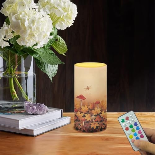 Image of Fall Maple Leaf LED Flameless Candles with Remote Timer