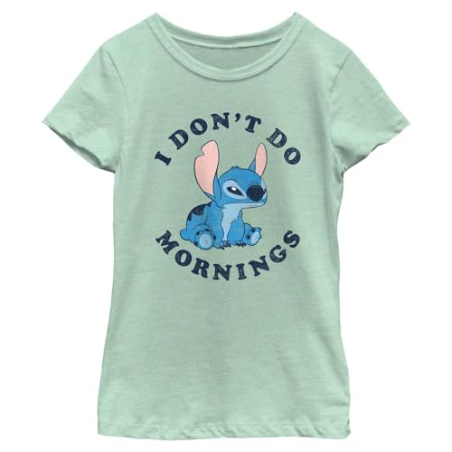 Disney Lilo & Stitch Stitch Mornings Girl's Solid Crew Tee Pink