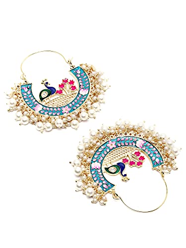 Image of Karatcart Gold Plated Yellow Meena Dangler Earrings for Women