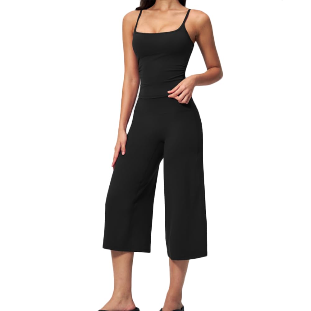 Ensemble d'entraînement 2 pièces pour Femme Haut Court Couture + Short de Yoga (Size:M,Color:Black)