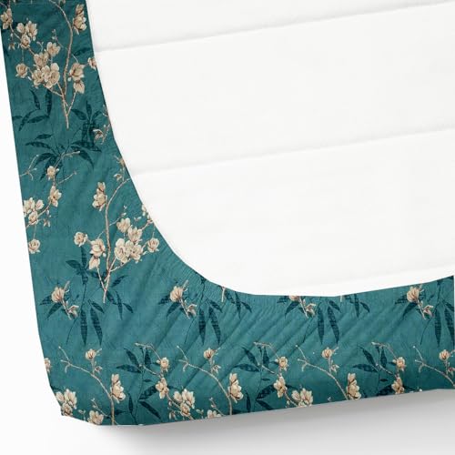 Image of IVAZA Ezyption Cotton Super Soft 240 TC Elastic Fitted All Around Elastic Printed King Size Double Bed Bedsheet with 2 Pillow Cover 72 inch X 78 inch Light Green