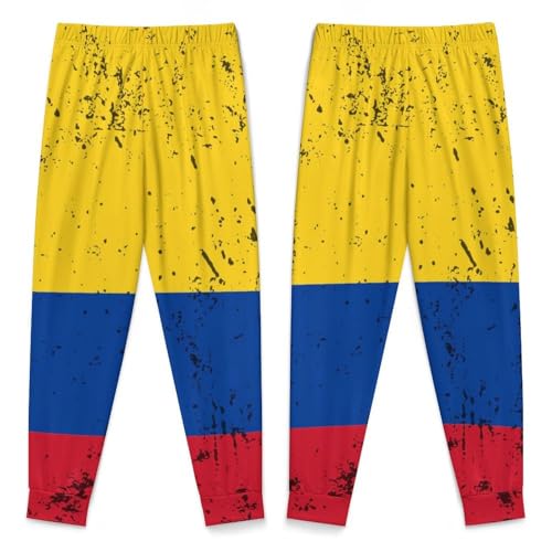 Retro Colombian FlagChildren's Pajama Set Round Neck Long Sleeve Top + Pants Two-piece Set160CM4