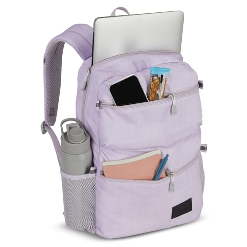 Image of High Sierra Everclass Backpack - Travel or Work Laptop Bookbag with 360 Reflectivity, Dual Water Bottle Pockets & Fits Laptops Up To 15.6 inch, One Size, Hushed Orchid Heather