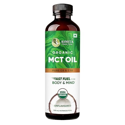 Image of Asmita Organic Farms MCT Oil 500ml | Pure C8 & C10 | Keto & Paleo Friendly | Organic | Sourced from Coconuts | Supports Brain Function, Instant Energy & Weight Management | Pack of 3