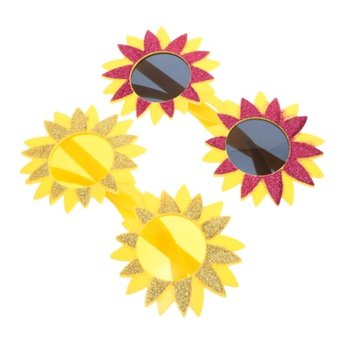 minkissy Trendy Hawaiian Sunflower Glasses Lightweight Plastic Novelty Sunglasses for Summer Parties and Beach Outings