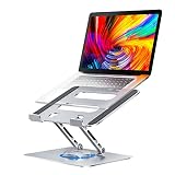ZKSIND Support Ordinateur Portable avec Base 360° Rotation, Laptop Stand pour Travail, PC Portable de Double Arbre Réglable, Adapté aux Ordinateurs(11-16 Pouces) MacBook Pro/HP/Lenovo, Argenté