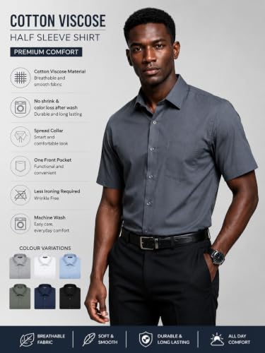 Image of Appel Touch Men's Cotton Blend Formal Shirt Half Sleeves