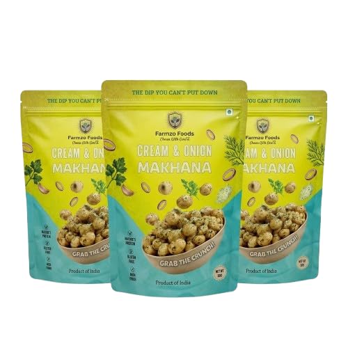 Farmzo Foods Cream & Onion Makhana | Pack of 3 X 50G | Crispy Roasted Fox Nuts | 150G-image-19