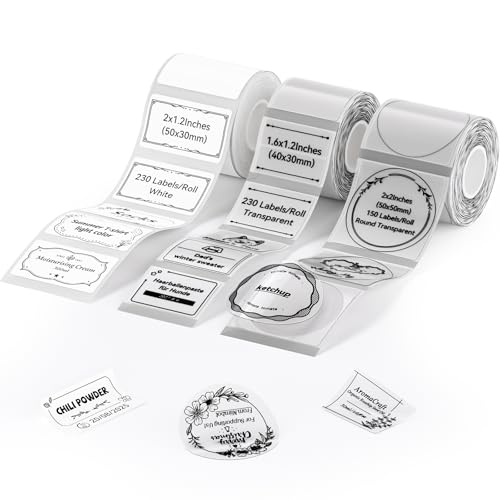 NIIMBOT 3 Roll Labels for B1/B1 Pro/B2/B2 Pro/B21/B21 Pro Label Maker Assorted Sizes Label Paper Set for Business/Handmade/House/School/Office