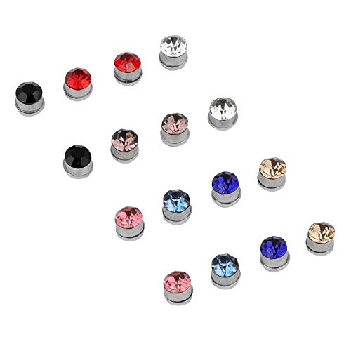 3Mm Crystal Magnetic Stud Earring Magnet Nose Ear Lip Stud For Unisex Non Piercing Tragus Nose Stud(8 Pairs Multi) #TOP16
