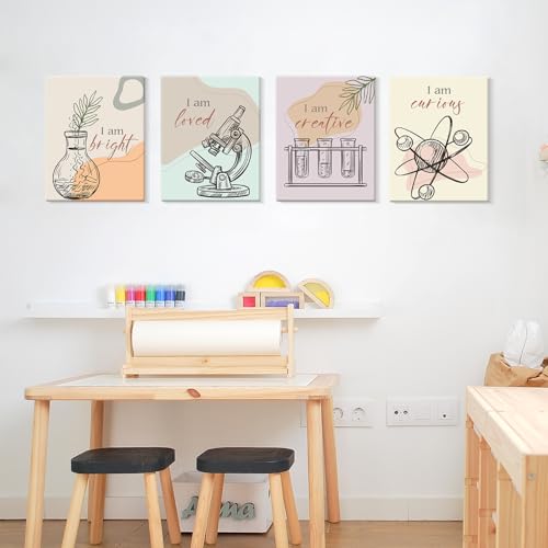 Image of CHDITB Chemical Science Art Print For Classroom, Boho Funny Chemistry Motivational Poster Set Of 6(8x10inch) Middle School Science Explore Canvas Framed Wall Art For Laboratory Lab Library Decor