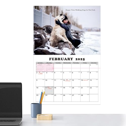 Calendario para perros 2025,2025 Calendario para perros, calendario de pared de perro lindo de 11 x 8 pulgadas, calendario de pared de perro lindo, calendario creativo familiar para, adolescentes