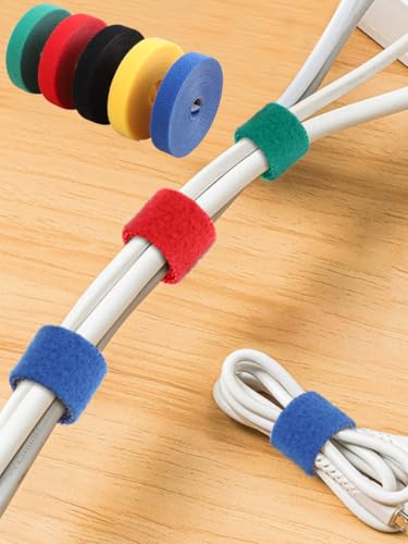 3 Meter Reusable Cable Ties, Garden Tie, Cable Label, Adjustable Cord Straps, Cable Organizer, Cord Wrap and Hook Loop Cords Management, Cord Organizer - Colorful