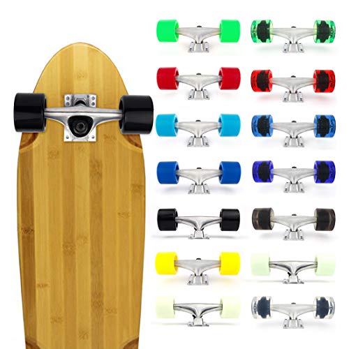 Image of VJ Skateboard Truck and Wheel, 5.0 Skateboard Trucks w /Skateboard Crusier Wheel 60mm, Skateboard Bearings, Skateboard Screws, Skateboard Riser Pads