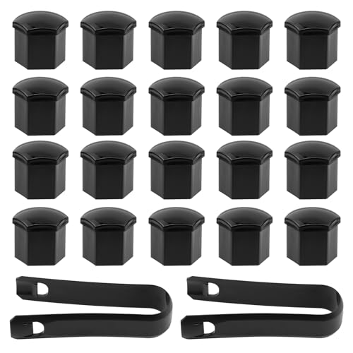 MISIQIMA 20 Pièces Cache Ecrou, 19 mm Capuchons de Boulons de Roue avec Outil de Démontage, Universel Cache-écrous de Pneu Hexagonaux pour Écrous de Roue...