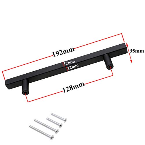 WHLJKN Tirador para Muebles, 3 Piezas   Tiradores de gabinete Cuadrado Negro Barra T Diámetro Cocina Baño Armario Cajonera Cajón Manijas y perillas Herrajes, 192 mm