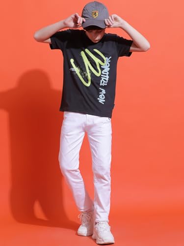 Image of Li'l Tomatoes Boys Cotton T-Shirt | Graphic Printed Half Sleeve Casual Summer Wear | Soft & Breathable | 9-16 Years