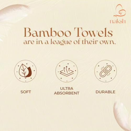 Image of NAKSH Bamboo Towels for Bath Large Size 550 GSM, Beige | Super Absorbent | Soft, Fluffy & Fade Resistant Color | Luxurious & Stylish | Machine Wash