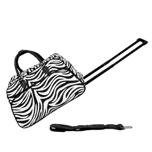 World Traveler 21-Inch Carry-On Rolling Duffel Bag, Black Trim Zebra