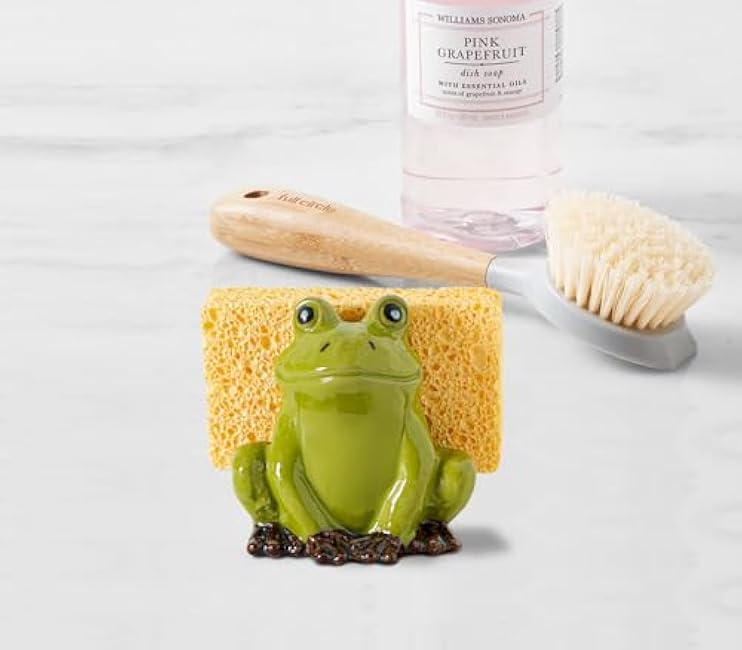 Frog Sponge Holder for Kitchen Sink Cute Kitchen Sponge Holder Ceramic Kitchen Sink Sponge Holder Durable Sink Scrubber Holder
