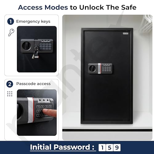 Image of Plantex 106 Ltr. Safe Locker For Home /Digital Locker /Electronic Safety Locker with Master & User Dual Code Access with Emergency Key /2 Years Warranty By Plantex (Black)