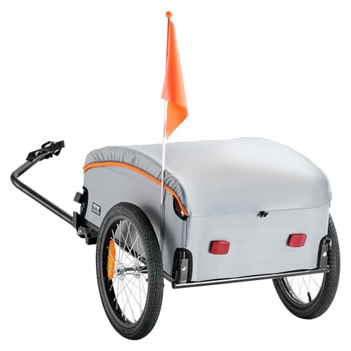 VEVOR Fahrradanhänger 45kg Tragkraft Transportanhänger faltbar und kompakt verstaubar mit Universalkupplung wasserdichte Abdeckung 40cm Räder sichere Reflektoren passend für 558,8-711,2mm Fahrradräder