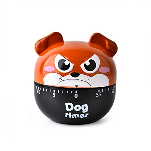 Cute Bulldog Kitchen Mechanical Egg Timer for Cooking,60 Minute Countdown Wind Up Timer (Brown)