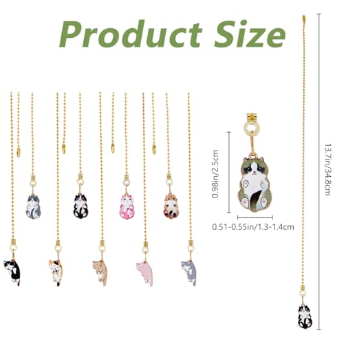 Image of DICOSMETIC 10Pcs Light Pull Chain 13.7 Inch Enamel Cat Charm Ceiling Fan Pull Chain Extender Adjustable Decorative Extension Connector Hanging Ornaments for Fan Wall Lighting Lamp Home Decor