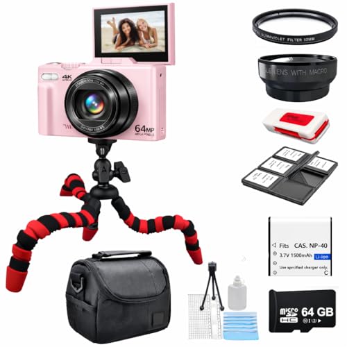 Cámara Digital 4K 64MP Kit con Tripié Flexible y Micro SD miniatura 1