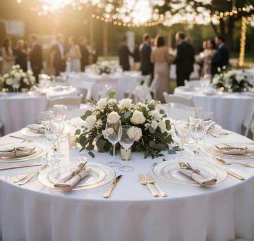 MATANA 40 Premium Hard Plastic Plates with Hammered Gold Rim - 20 x 26cm, 20 x 19cm - Reusable Gold Party Plates for Weddings, Birthdays, Christmas, Parties - Image 3