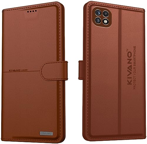 Image of KIVANO Compatible with Samsung Galaxy A22 5G Flip Cover | Leather Finish | Inside Pockets & Inbuilt Stand | Shockproof Wallet Style Magnetic Closure Back Cover Case