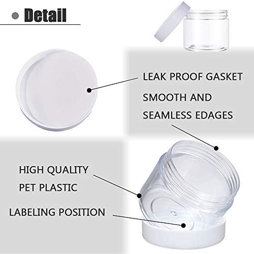 20 PCS 2oz Plastic Empty Jars with Lids(White),Wide-Mouth Refillable Storage Containers for Cosmetics,Empty Storage Container for Candy,Beads,Slime Making,Crafts,Creams,Gifts3