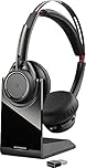 Poly - Voyager Focus UC with Charge Stand (Plantronics) - Bluetooth Dual-Ear (Stereo) Headset with Boom Mic - USB-C Compatible with PC and Mac - Active Noise Canceling - Works with Teams, Zoom & more