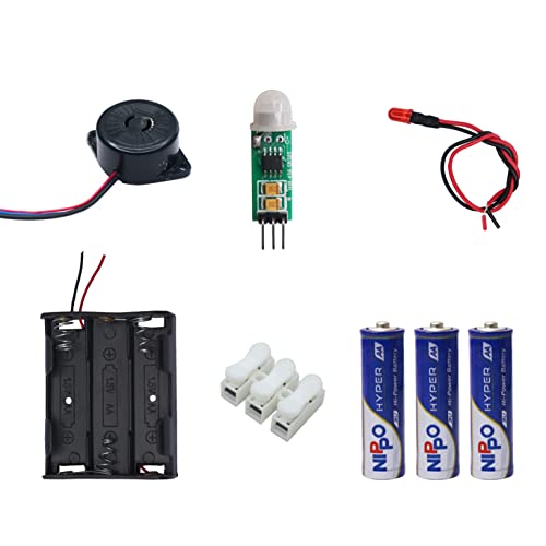 Image of Electronic Spices DIY Mini Motion Sensor Kit (Battery Holder, Push Connector, Motion sensor, Led, Cell's, Buzzer) with User Manual and Video Tutorial