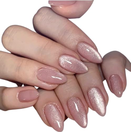 nalaina 24PCS Press on Nails False Nails Fake Acrylic Nails Solid Color Gradient Glossy for Women and Girls with Glue and Nail File (Light Pink)
