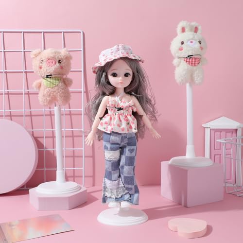 Image of 4 Pack Adjustable Doll Stand for 8 to 12 Inch Dolls, White Plastic Support Holder Action Figure Display Holder Support Base for Displaying Collectibles