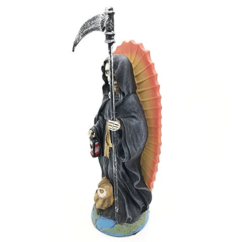 Estatua Santa Muerte Negra de Resina 7.25 pulgadas miniatura 4