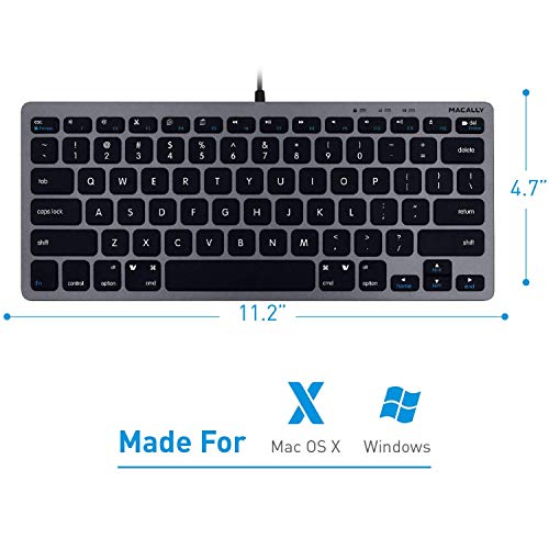 Macally Mini Space Grey Keyboard and an Adjustable Space Grey Vertical Laptop Stand, Classy Mac Accessories