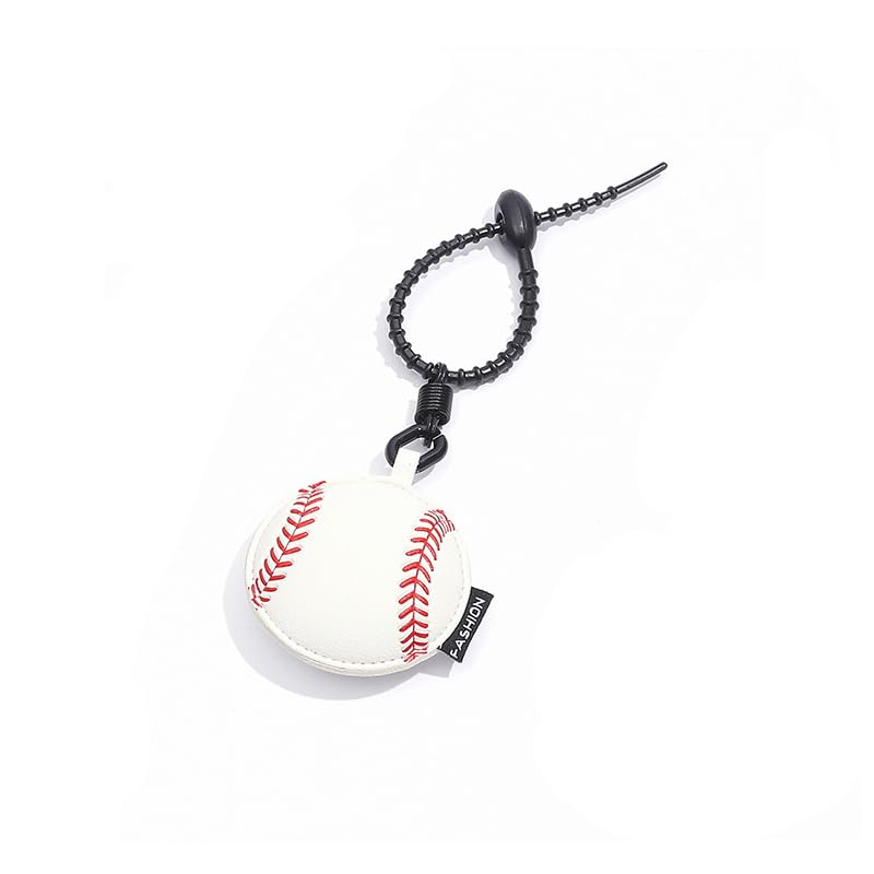 Image of Leather Ball Keychain Wristlet Sports Key Ring Car Key Wallet Backpack Bag Gym Accessories Gifts for Men Women