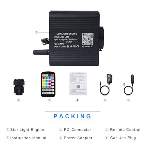 Image of AMKI 16W Twinkle+Sound Mode RGBW Light Source Engine Driver Remote /APP Control Starlight Box Motor for Fiber Optic Star Ceiling Light Kit