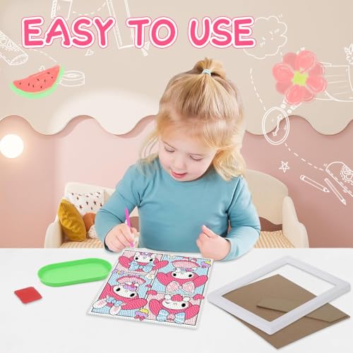 Image of PATPAT Diamond Painting Kit 7 Inch Wooden Frame for Kids | Hands-On Craft Activity, Focused Creative Time, Wooden Frame Display for Beginners