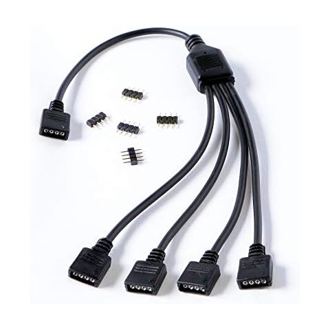 Gelid Solutions RGB 1-to-4 Splitter - ARGB-kompatibel, Standard 12V RGB und 5V ARGB - Schließen Sie bis zu 4 RGB-Geräte an Cover