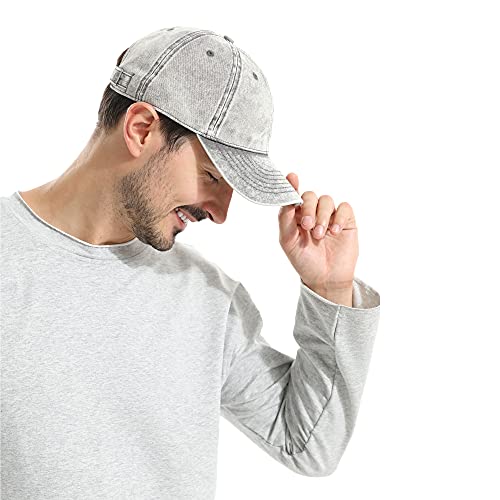 Image of HH HOFNEN Men and Women Washed Cotton Baseball Cap Snow Classic Style Adjustable Low Profile Dad Hat