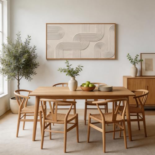Image of CHDITB 3D Horizontal Geometric Arch Wall Art, Neutral Impasto Wall Decor