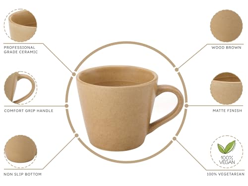 Image of Bodhi House Handcrafted Ceramic Tea Cup Set of 4 Pieces (175 Ml), Stoneware Coffee Mug, Microwave Safe Small Tea Cup, Matte Finish, Ideal for Daily use, Casual Gatherings and Gifting, Wood Brown